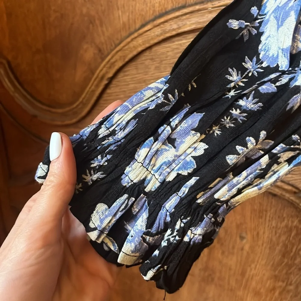 NEW Free People Jaymes Floral Print Square Neck Long Sleeves Midi Dress